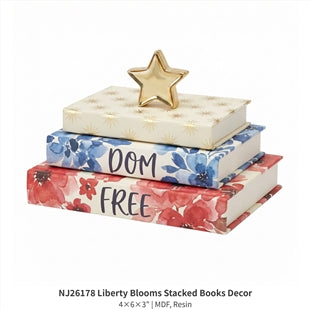 NJ26178 Liberty Blooms Stacked Books Decor