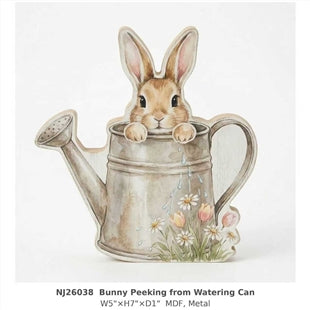 NJ26038 Bunny Peeking from Watering Can