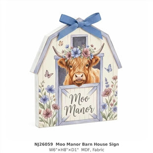 NJ26059 Moo Manor Barn House Sign