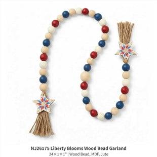 NJ26175 Liberty Blooms Wood Bead Garland
