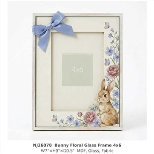 NJ26078 Bunny Floral Glass Frame 4x6