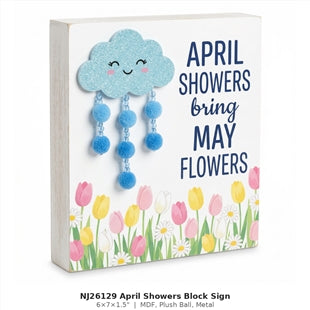NJ26129 April Showers Block Sign