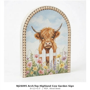 V26095 Arch-lop Highland Cow Garden Sign