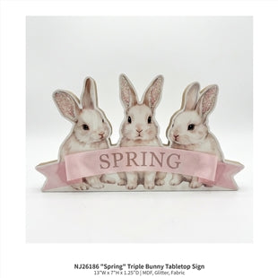 26156 "Spring" Triple Bunny Tabletop Sign