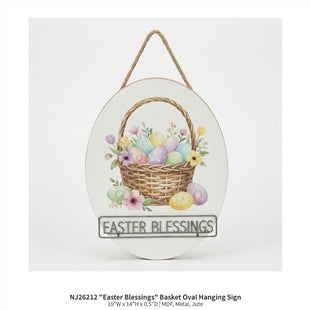 J26212 "Easter Blessings" Basket Oval Hanging Sign